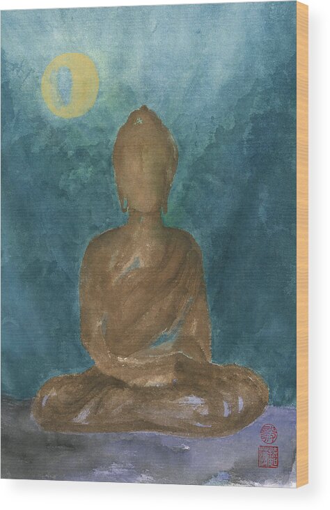 Japanese Wood Print featuring the painting Buddha Abstract by Terri Harris