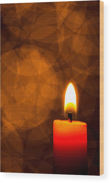 Candle Wood Print featuring the photograph By Candle Light by Bob Cournoyer
