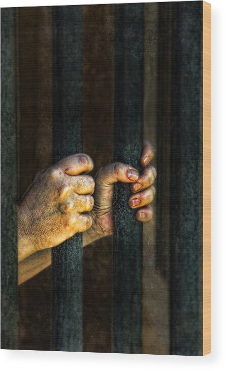 Hands Wood Print featuring the photograph Caged 2 by Jill Battaglia