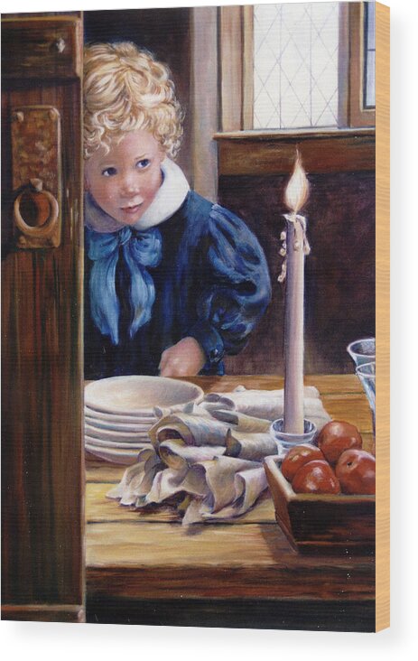Children Wood Print featuring the painting Candle by Marie Witte