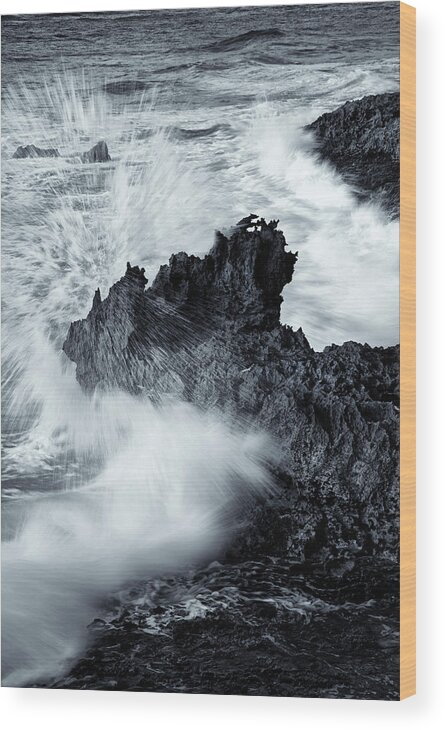 Seasstack Wood Print featuring the photograph Makewehi Sea Explosion by Michael Dawson