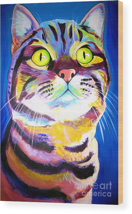 Cat Wood Print featuring the painting Cat - Akiko by Dawg Painter