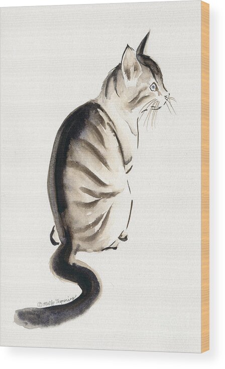 Cat Wood Print featuring the painting Cat Art 2 by Melly Terpening