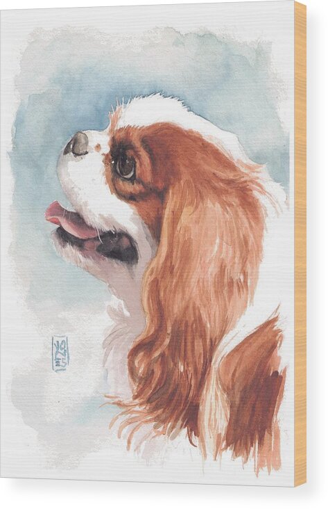 Cavalier King Charles Spaniel Wood Print featuring the painting Cavalier Profile by Debra Jones