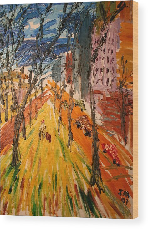 New York City Wood Print featuring the painting Central Park East by Ira Stark