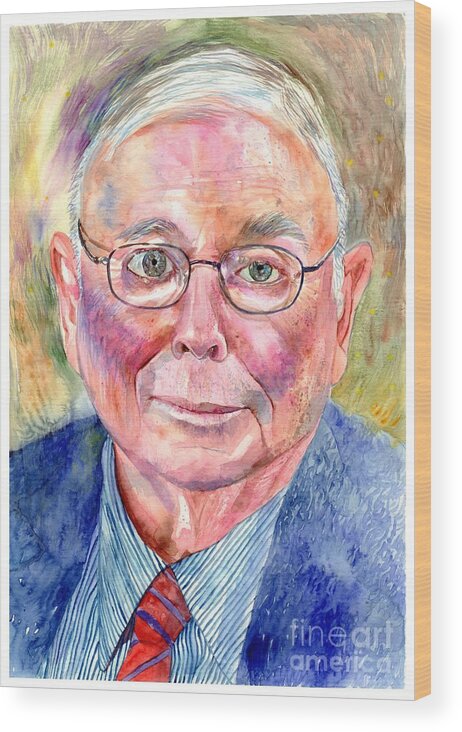 Charlie Wood Print featuring the painting Charlie Munger painting by Suzann Sines