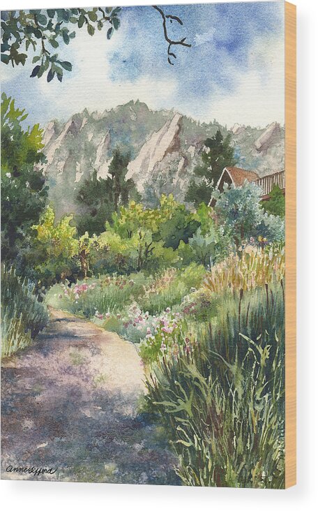 Trail Painting Wood Print featuring the painting Chautauqua Morning by Anne Gifford
