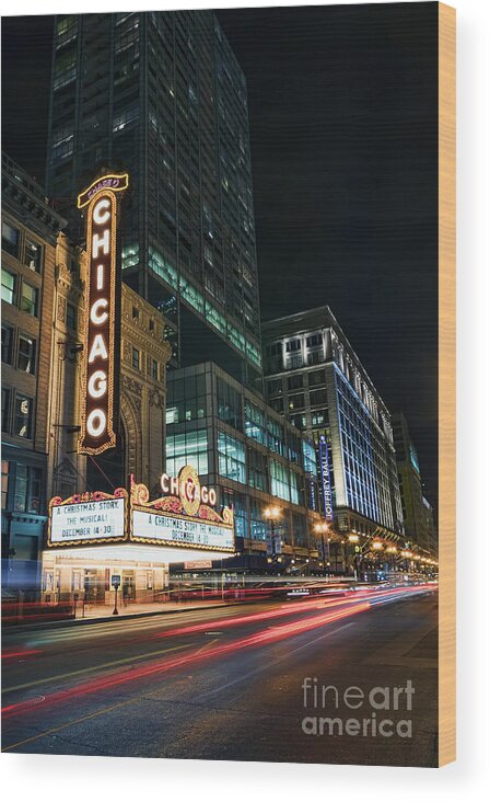 Chicago Wood Print featuring the photograph Chicago Theatre by Eddie Yerkish