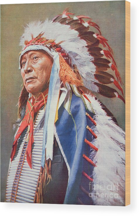 Chief Wood Print featuring the painting Chief Hollow Horn Bear by American School