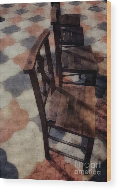 Church Wood Print featuring the digital art Church Chairs by Diana Rajala
