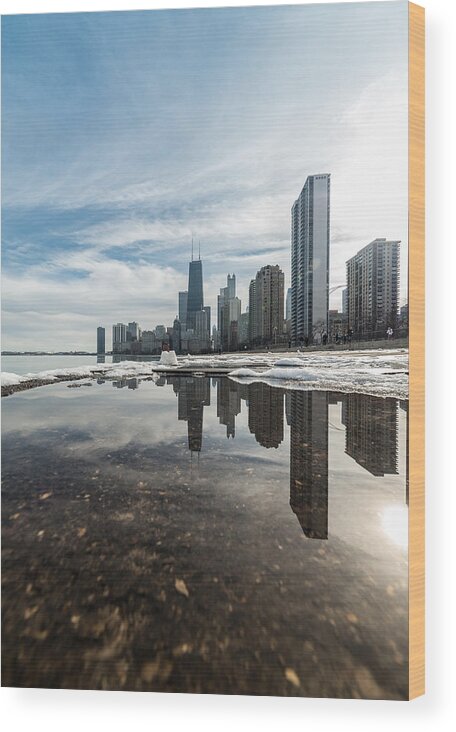 Chicago Wood Print featuring the photograph City Reflections by Andres Marin