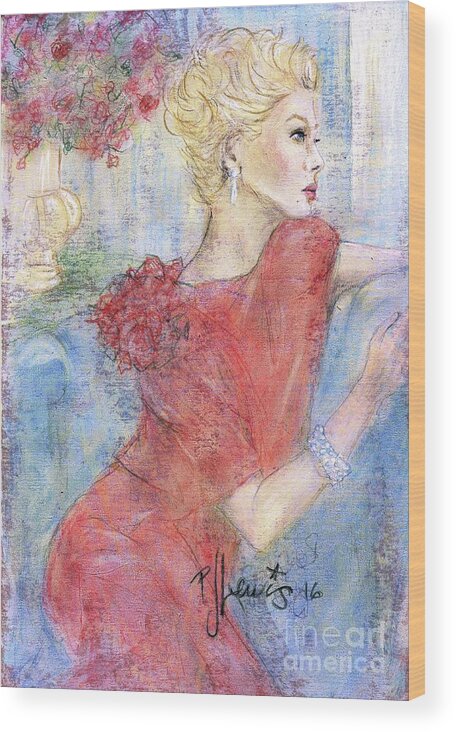 Beautiful Woman Wood Print featuring the painting Classic Beauty by PJ Lewis