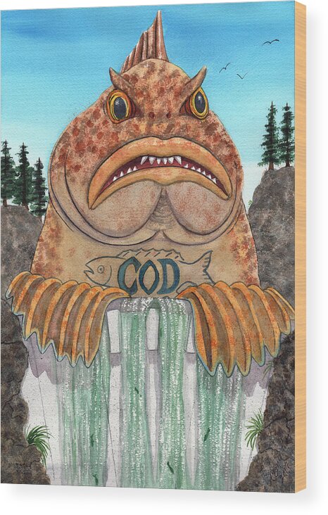 Fish Wood Print featuring the painting Cod Dam by Catherine G McElroy