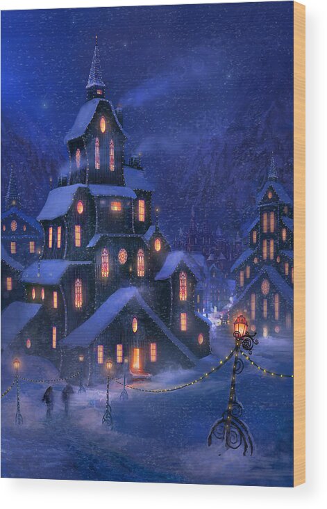 Christmas Wood Print featuring the painting Coming Home by Philip Straub