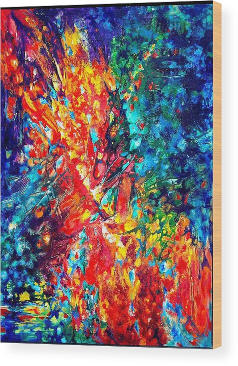 Energy Spiritual Art Wood Print featuring the painting Composition #3. Abstract Sunsets. by Helen Kagan