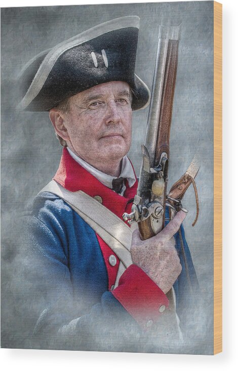 Revolutionary War Soldier Wood Print featuring the digital art Continental Soldier Portrait by Randy Steele