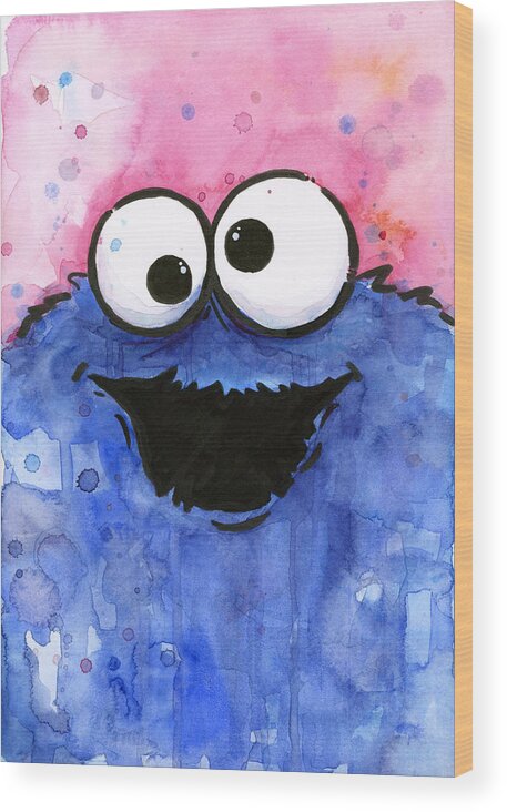 Cookie Wood Print featuring the painting Cookie Monster by Olga Shvartsur