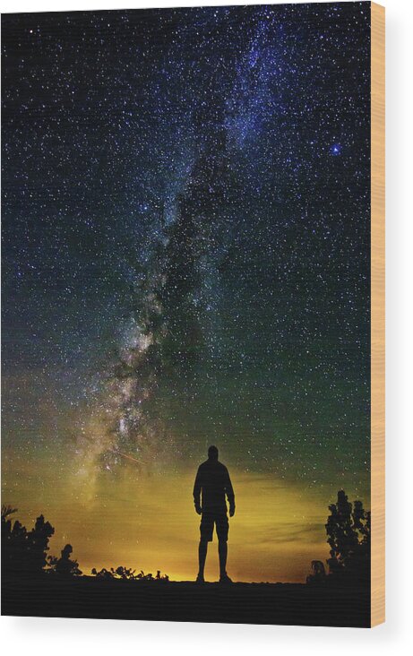 Milky Way Wood Print featuring the photograph Cosmic Contemplation by Eilish Palmer