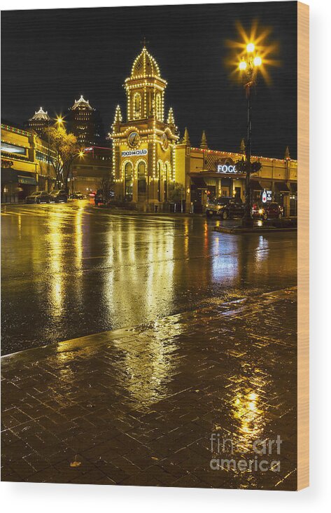Country Club Wood Print featuring the photograph Country Club Plaza Reflections by Dennis Hedberg