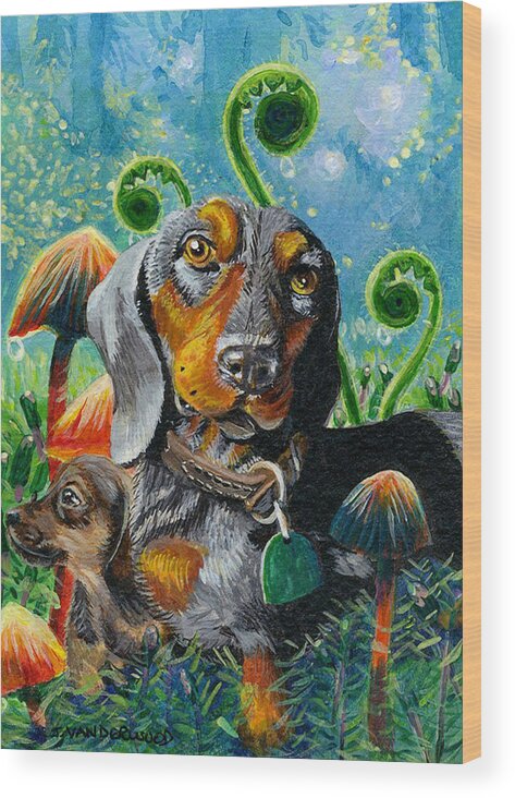 Dog Wood Print featuring the painting Daddy Love by Jacquelin L Vanderwood Westerman