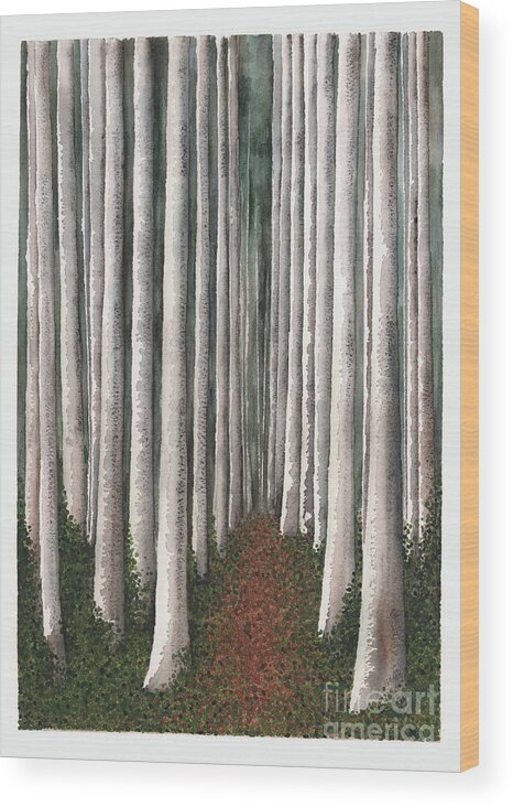 Fantasy Wood Print featuring the painting Dark Forest by Hilda Wagner