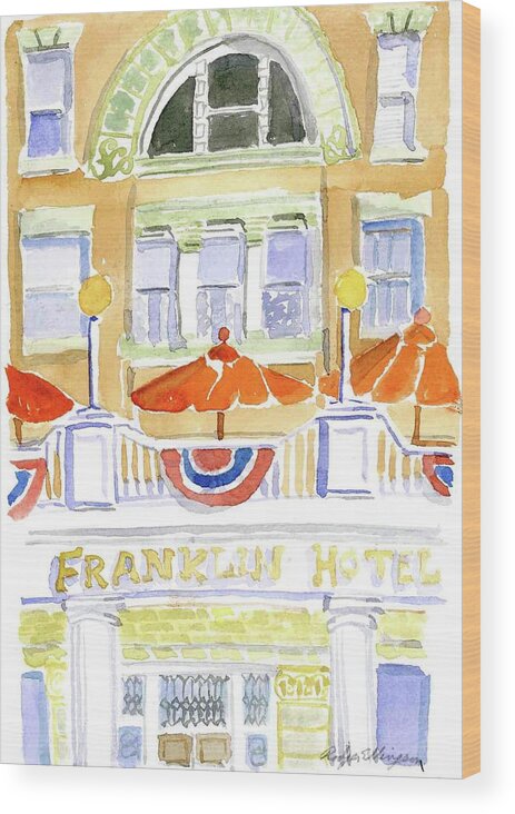 Deadwood Wood Print featuring the painting Deadwood-Franklin Hotel by Rodger Ellingson