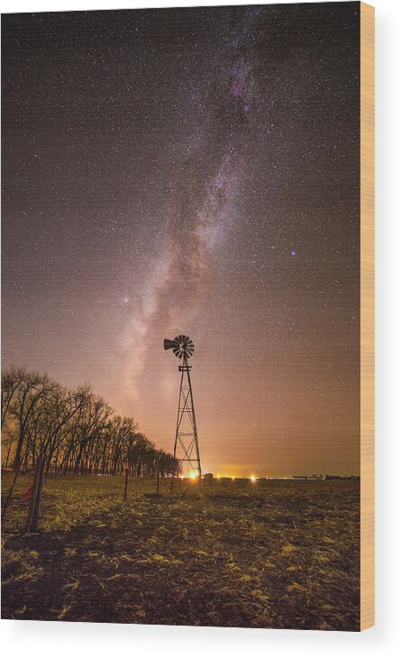 Windmill Wood Print featuring the photograph December Night by Aaron J Groen