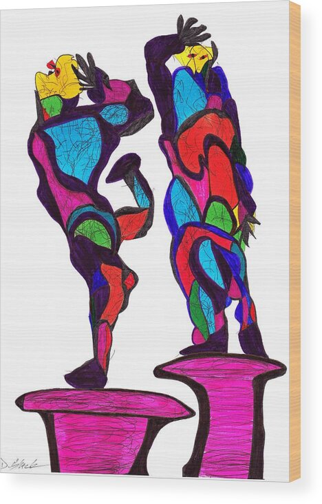 Multicultural Nfprsa Product Review Reviews Marco Social Media Technology Websites \\\\in-d�lj\\\\ Darrell Black Definism Artwork Wood Print featuring the drawing Definism Dance by Darrell Black