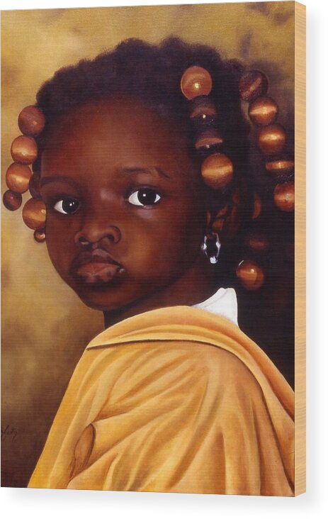 Denise-ghana Wood Print featuring the painting Denise-Ghana by Daniela Easter