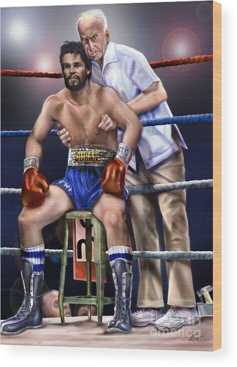 Roberto Duran Wood Print featuring the painting Duran Hands of Stone 1A by Reggie Duffie