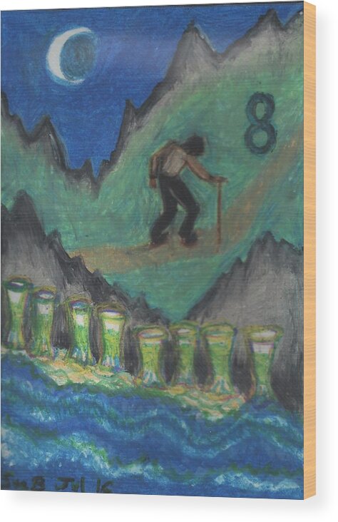 Tarot Wood Print featuring the pastel Eight of Cups Illustrated by Sushila Burgess