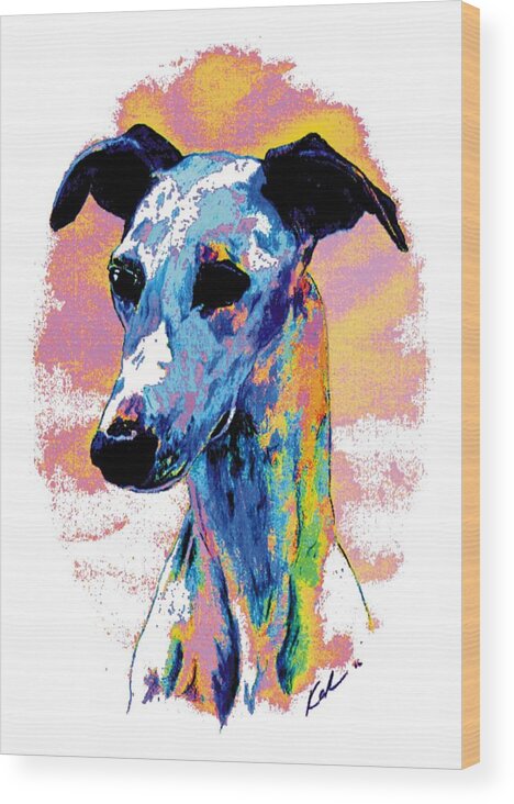 Electric Whippet Wood Print featuring the digital art Electric Whippet by Kathleen Sepulveda