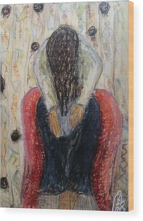 Red Wood Print featuring the painting Embrace I by Bachmors Artist