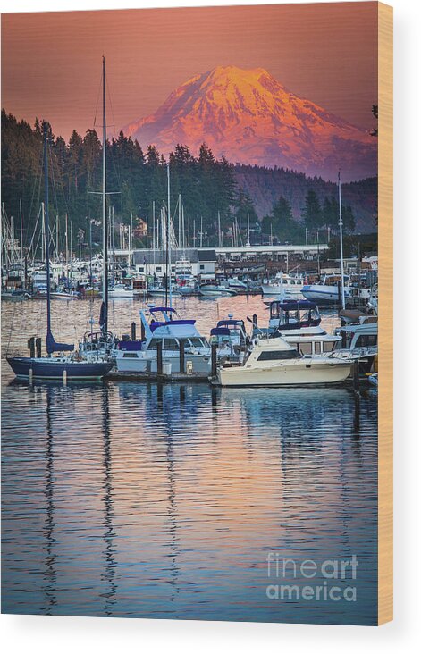 America Wood Print featuring the photograph Evening in Gig Harbor by Inge Johnsson