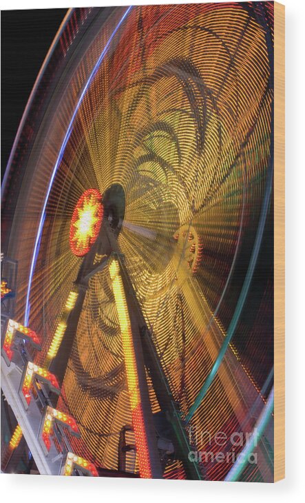 Ferris Wheel Wood Print featuring the photograph Ferris Wheel at Night by Anthony Totah