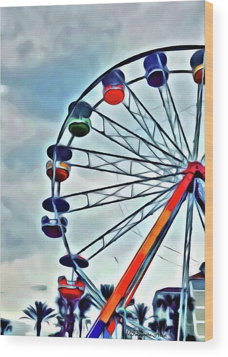 Ferris Wheel Wood Print featuring the painting Ferris Wheel by Marian Lonzetta