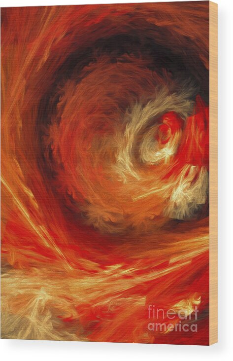 Andee Design Abstract Wood Print featuring the digital art Fire Storm Abstract by Andee Design