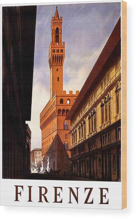 Firenze Wood Print featuring the painting Firenze, Florence, romantic city, Italy by Long Shot