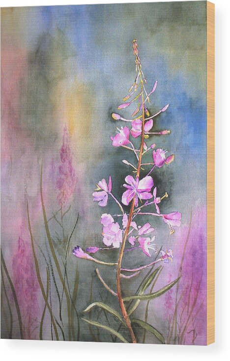 Flower Wood Print featuring the painting Fireweed by Marsha Karle