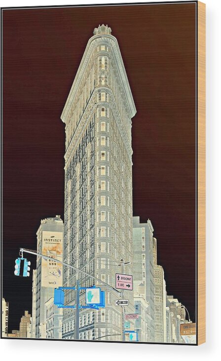 'new York City' Wood Print featuring the photograph Flatiron Building Inverted by Randy Aveille