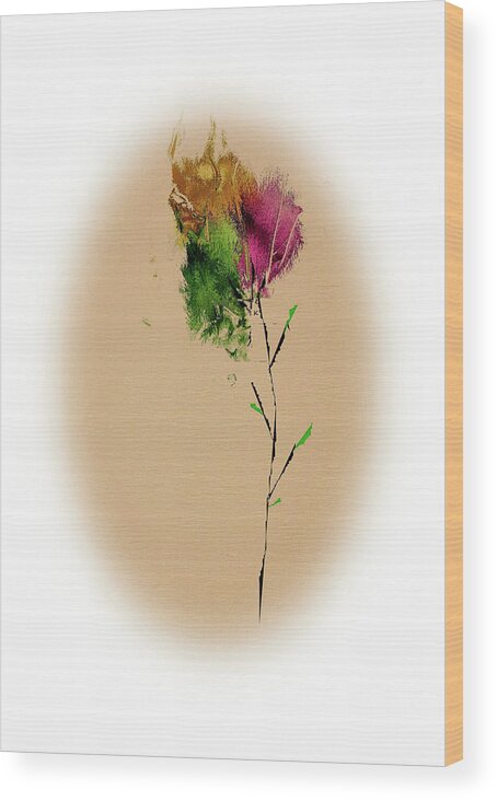 Abstract Wood Print featuring the digital art Flower 3 by John Krakora