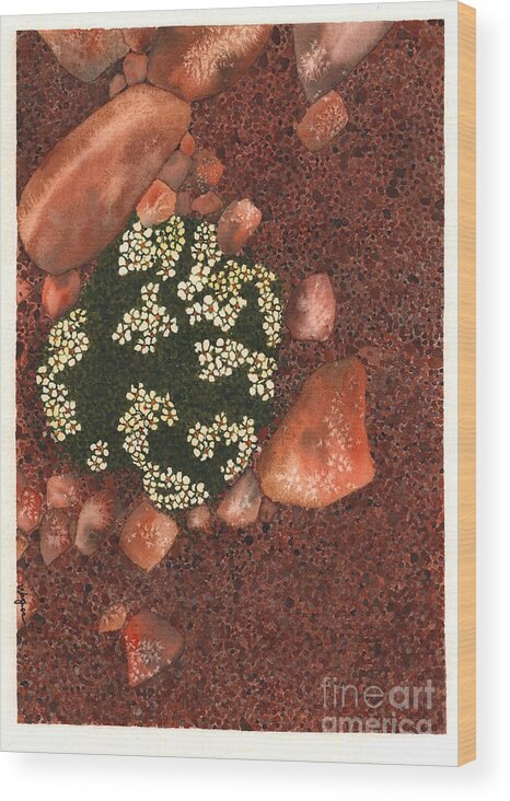 Succulent Wood Print featuring the painting Flowermound by Hilda Wagner