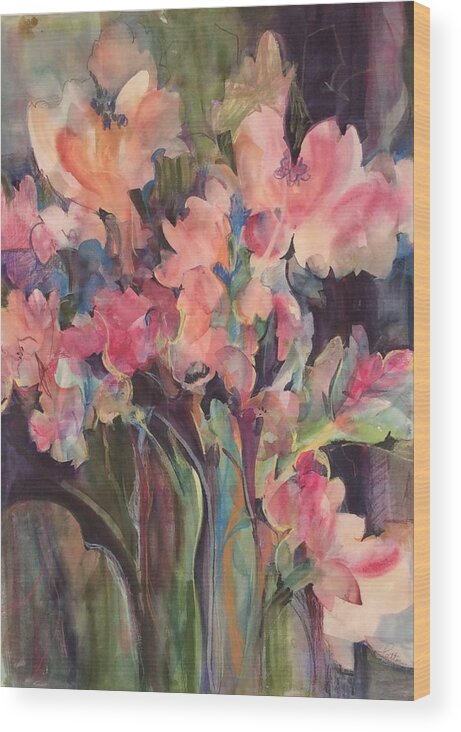 Flowers Wood Print featuring the painting Flowers of Summer by Karen Ann Patton