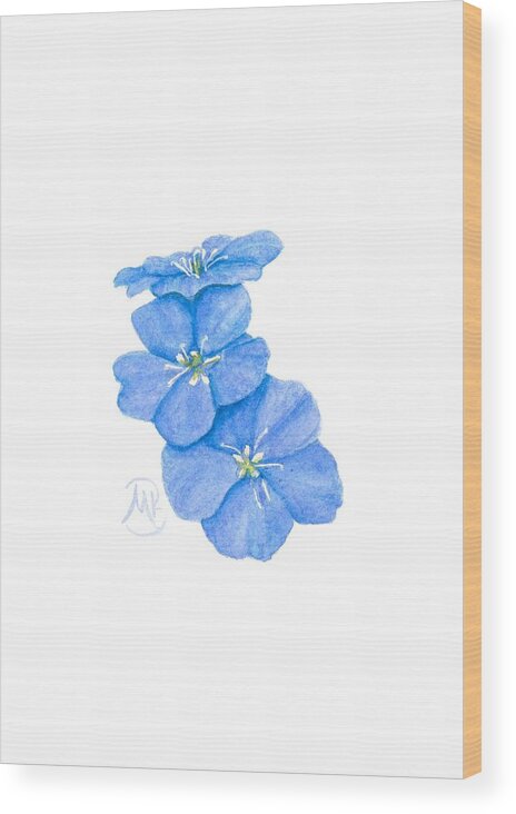 Flowers Wood Print featuring the painting Forget Me Nots by Monica Burnette