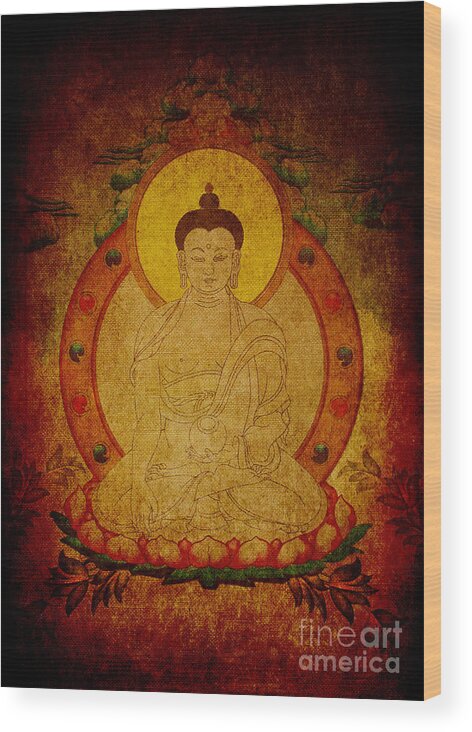 Buddha Wood Print featuring the drawing Fragmentary Thangka by Alexa Szlavics
