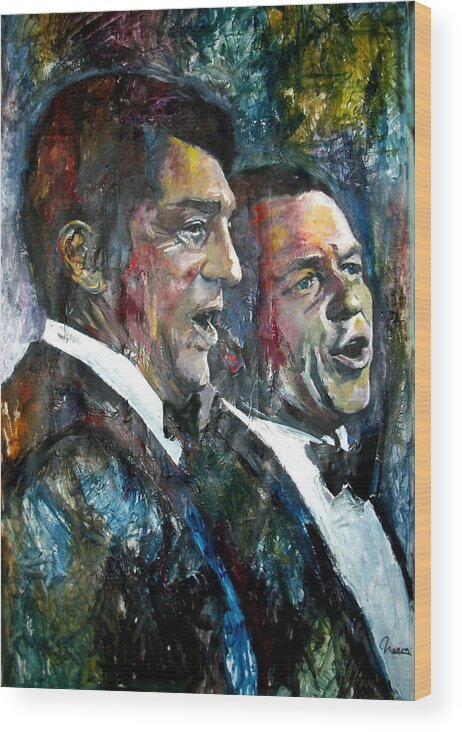 Frank Wood Print featuring the painting Frank Sinatra And Dean Martin by Marcelo Neira