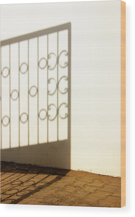 Mysterious Shadow Wood Print featuring the photograph Gate Shadow by Prakash Ghai