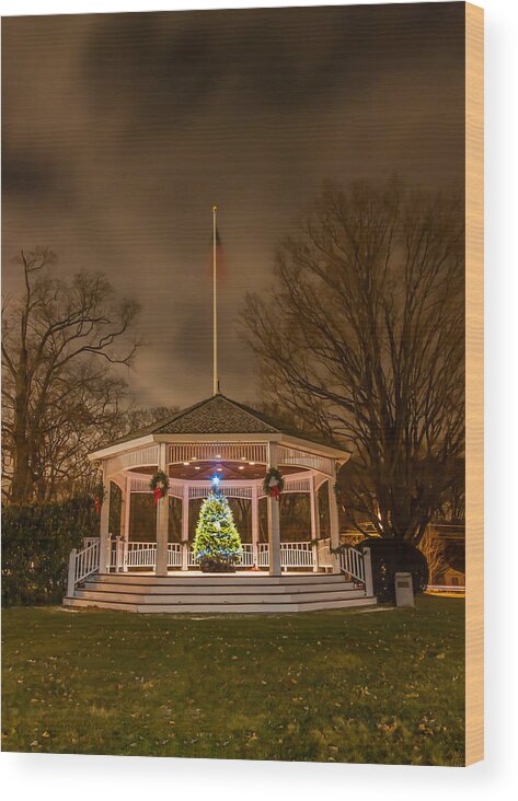 Christmas Wood Print featuring the photograph Gazebo Christmas Tree by Brian MacLean