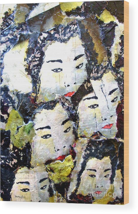 Geisha Girls Wood Print featuring the mixed media Geisha Girls by Shelley Jones