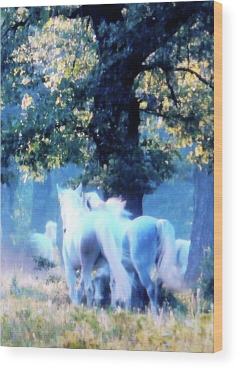 Horses Wood Print featuring the digital art Ghost Horses by Susan Esbensen